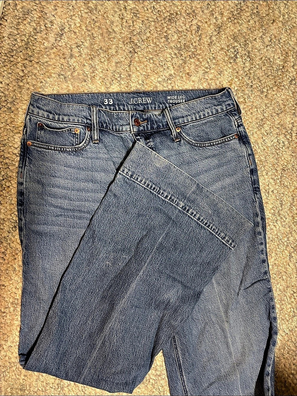 J.Crew High-Rise Wide-Leg Trouser Jean Wide Leg Jeans Waist 33 in Blue
